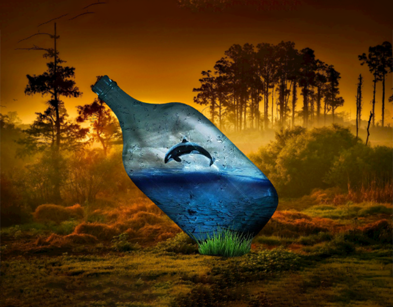 Surreal Dolphin Escape Photoshop design